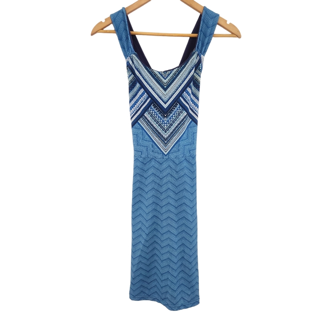 Prana Phoebe Womens Tank Dress Built In Bra Blue Sleeveless Stretch Dress - Picture 2 of 10